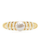2 Carat Freshwater Pearl Diamond Engagement Ring for Women AAA - Rosec Jewels