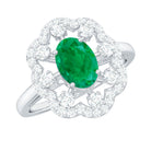 0.7 Carat Oval Emerald Designer Engagement Ring with Diamond AAA - Rosec Jewels