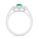 0.7 Carat Oval Emerald Designer Engagement Ring with Diamond AAA - Rosec Jewels