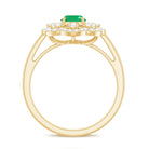 0.7 Carat Oval Emerald Designer Engagement Ring with Diamond AAA - Rosec Jewels