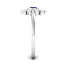 Certified Real Blue Sapphire Flower Promise Ring with Diamond AAA - Rosec Jewels