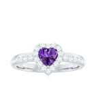 Heart Shape Amethyst and Diamond Halo Engagement Ring AAA - Rosec Jewels