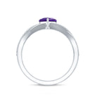 Rosec Jewels-Genuine 0.9 Carat Amethyst Heart Engagement Ring with Diamond Crossover Shank