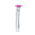 1.50 CT Oval Cut Solitaire Created Pink Sapphire Ring Set with Diamond AAAA - Rosec Jewels