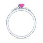 1.50 CT Oval Cut Solitaire Created Pink Sapphire Ring Set with Diamond AAAA - Rosec Jewels