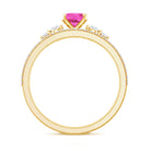1.50 CT Oval Cut Solitaire Created Pink Sapphire Ring Set with Diamond AAAA - Rosec Jewels