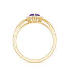 Real 0.9 Carat Amethyst Heart Engagement Ring with Diamond Halo AAA - Rosec Jewels
