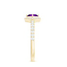 Certified Real 1.2 Carat Amethyst Princess Cut Engagement Ring with Diamond AAA - Rosec Jewels
