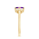 Princess Cut Amethyst Promise Ring with Diamond Trio AAA - Rosec Jewels