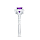 1.2 Carat Amethyst Princess Cut Engagement Ring with Moissanite Split Shank AAA - Rosec Jewels