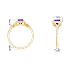 1.2 Carat Amethyst Princess Cut Engagement Ring with Moissanite Split Shank AAA - Rosec Jewels