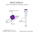 Rosec Jewels-Real 1.2 Carat Amethyst Princess Cut Engagement Ring with Diamond Bypass Shank