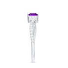 Rosec Jewels-Real 1.2 Carat Amethyst Princess Cut Engagement Ring with Diamond Bypass Shank