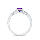 Rosec Jewels-Real 1.2 Carat Amethyst Princess Cut Engagement Ring with Diamond Bypass Shank