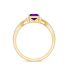 Rosec Jewels-Real 1.2 Carat Amethyst Princess Cut Engagement Ring with Diamond Bypass Shank