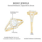 Pear Shape Cubic Zirconia Halo Engagement Ring in Split Shank AAAA - Rosec Jewels