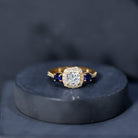 Certified 1.7 Carat Cushion Cut Lab Grown Diamond Engagement Ring with Blue Sapphire Lab - ( EF-VS ) - Rosec Jewels