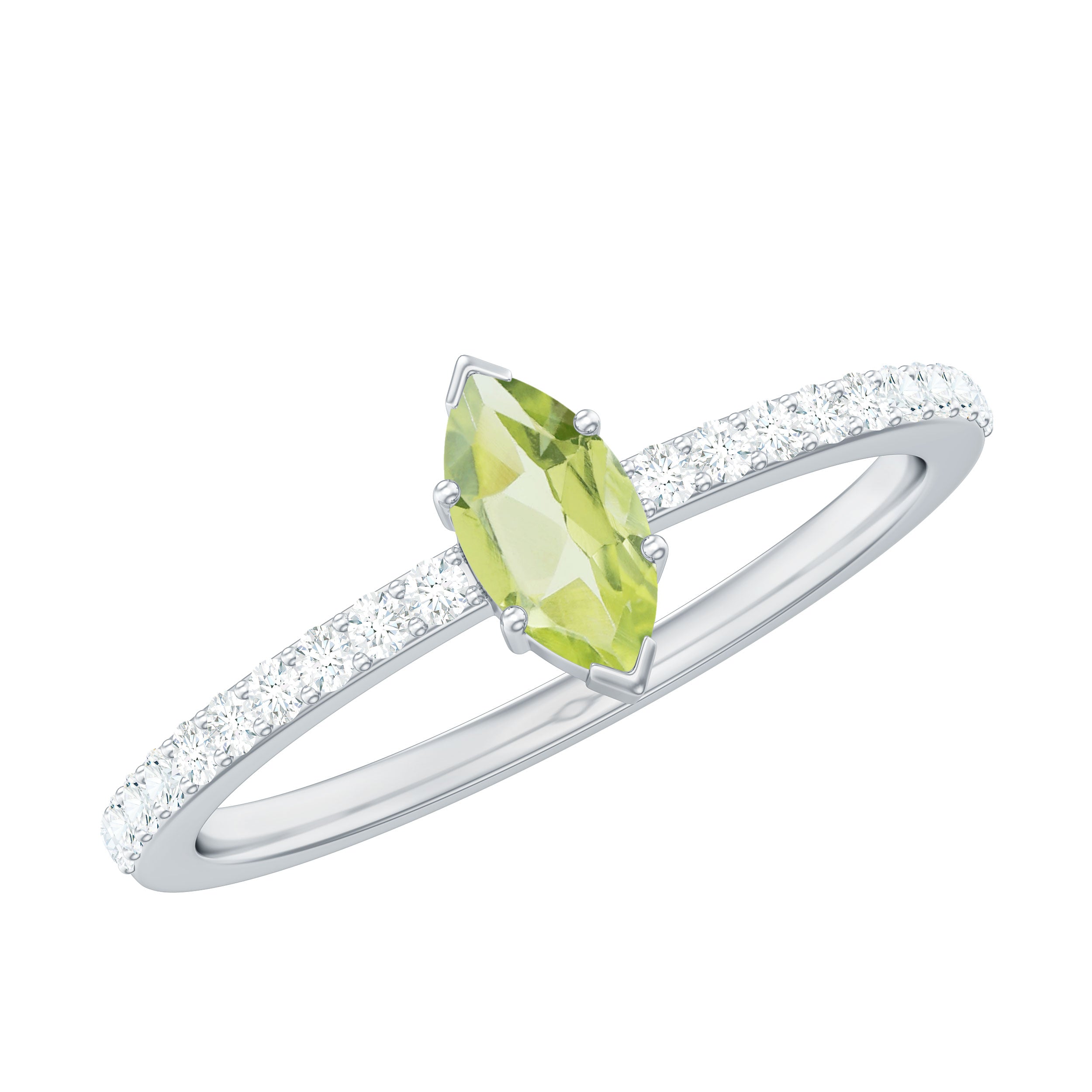 3/4 CT Peridot Promise Ring with Diamond Accent