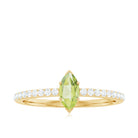 Genuine 0.7 Carat Marquise Peridot Promise Ring with Diamond AAA - Rosec Jewels
