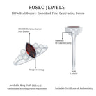 Natural 4X8mm Garnet Marquise Engagement Ring with Diamond AAA - Rosec Jewels