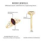 Natural 4X8mm Garnet Marquise Engagement Ring with Diamond AAA - Rosec Jewels