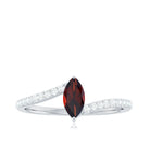 Natural Marquise Garnet Promise Ring with Diamond Bypass Shank AAA - Rosec Jewels