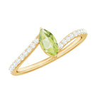Real 0.7 Carat Peridot Marquise Promise Ring with Diamond Bypass Shank AAA - Rosec Jewels