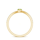 Real 0.7 Carat Peridot Marquise Promise Ring with Diamond Bypass Shank AAA - Rosec Jewels