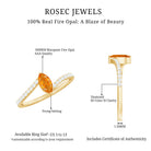 Bypass Engagement Ring with 0.3 Carat Fire Opal and Diamond AAA - Rosec Jewels