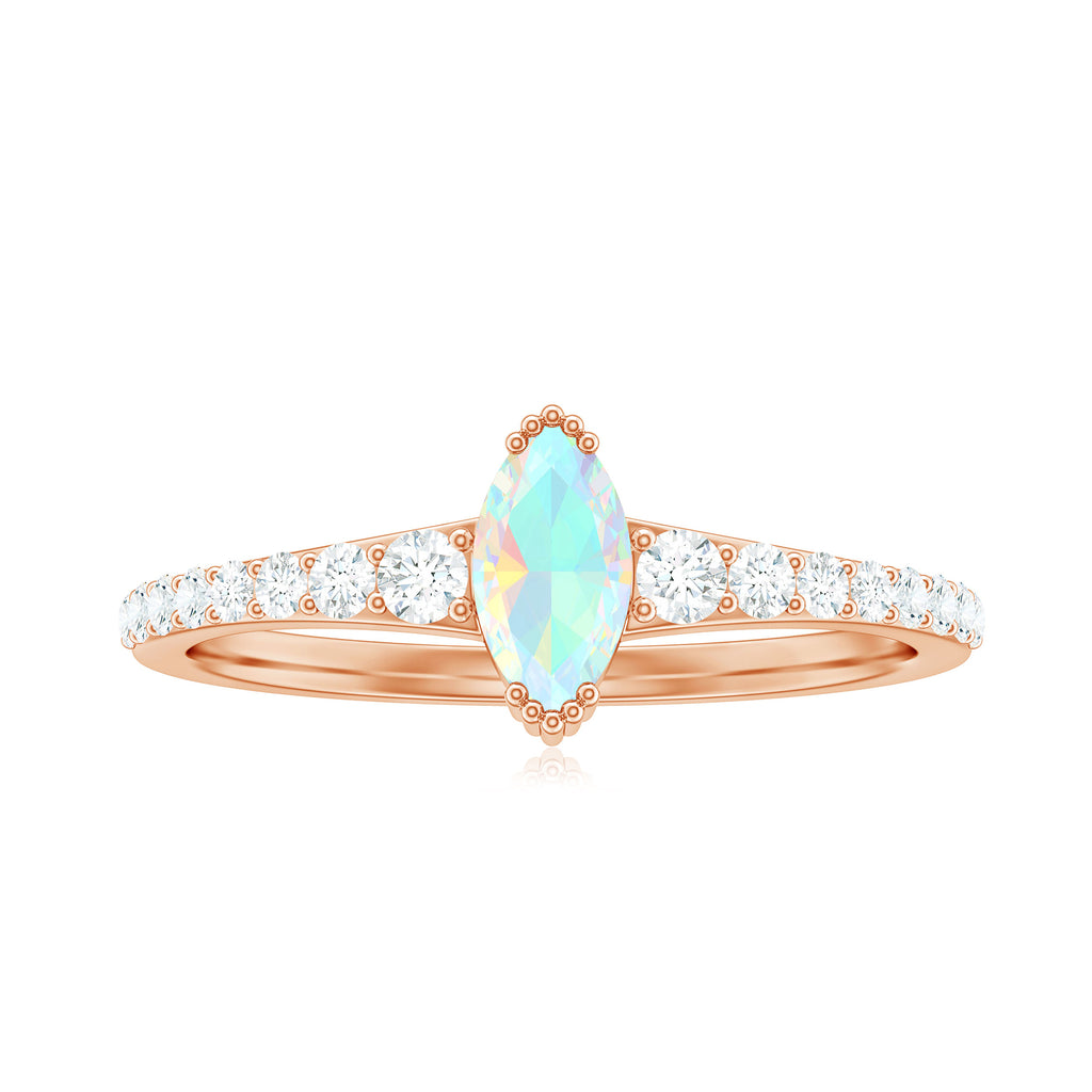 3/4 CT Natural Ethiopian Opal and Diamond Minimal Promise Ring Ethiopian Opal - ( AAA ) - Quality - Rosec Jewels
