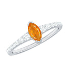 0.3 Carat Marquise Fire Opal Engagement Ring with Diamond AAA - Rosec Jewels