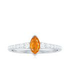 0.3 Carat Marquise Fire Opal Engagement Ring with Diamond AAA - Rosec Jewels