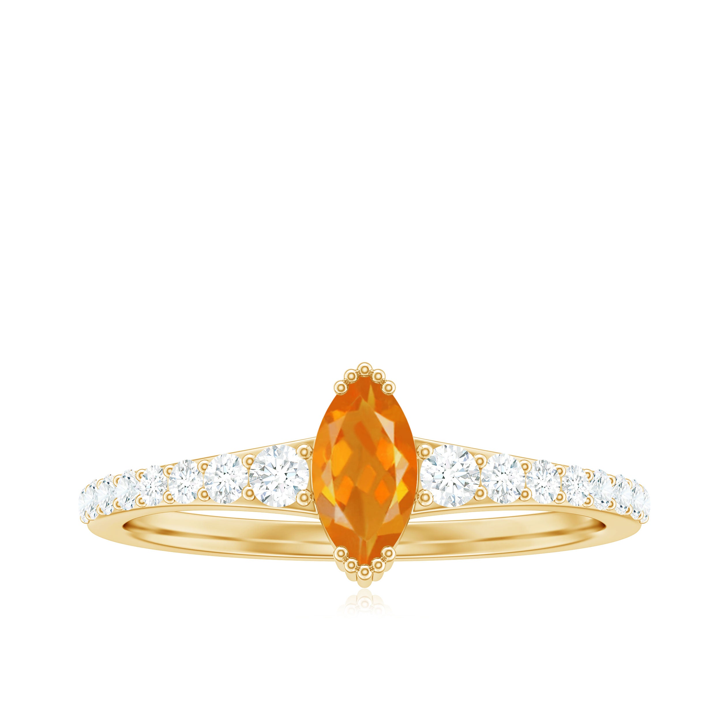3/4 Carat Marquise Fire Opal Engagement Ring with Diamond AAA - Rosec Jewels
