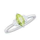 Natural 0.7 Carat Marquise Peridot Promise Ring with Diamond AAA - Rosec Jewels