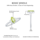 Natural 0.7 Carat Marquise Peridot Promise Ring with Diamond AAA - Rosec Jewels