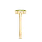 Natural 0.7 Carat Marquise Peridot Promise Ring with Diamond AAA - Rosec Jewels
