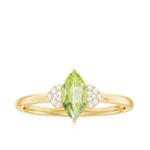 Natural 0.7 Carat Marquise Peridot Promise Ring with Diamond AAA - Rosec Jewels