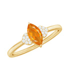 Rosec Jewels-Marquise Solitaire Fire Opal Engagement Ring with Diamond