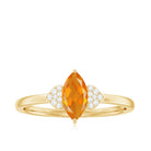 Rosec Jewels-Marquise Solitaire Fire Opal Engagement Ring with Diamond
