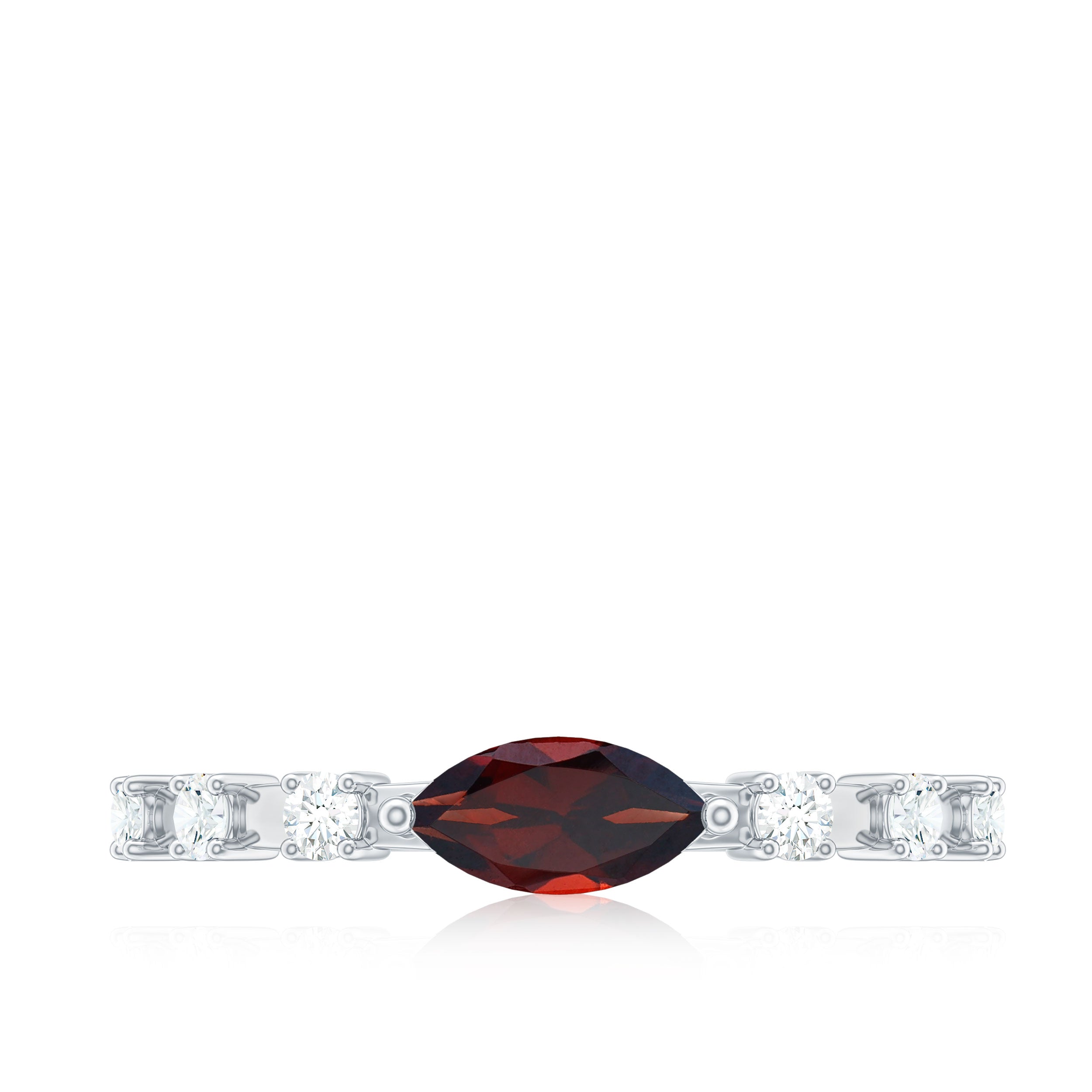 Natural Marquise Garnet Diamond Promise Ring in East West Style AAA - Rosec Jewels
