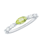 0.75 CT Peridot East West Ring with Diamond Accent AAA - Rosec Jewels