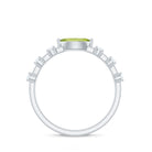 0.75 CT Peridot East West Ring with Diamond Accent AAA - Rosec Jewels