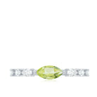 0.75 CT Peridot East West Ring with Diamond Accent AAA - Rosec Jewels