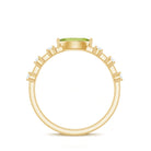 0.75 CT Peridot East West Ring with Diamond Accent AAA - Rosec Jewels