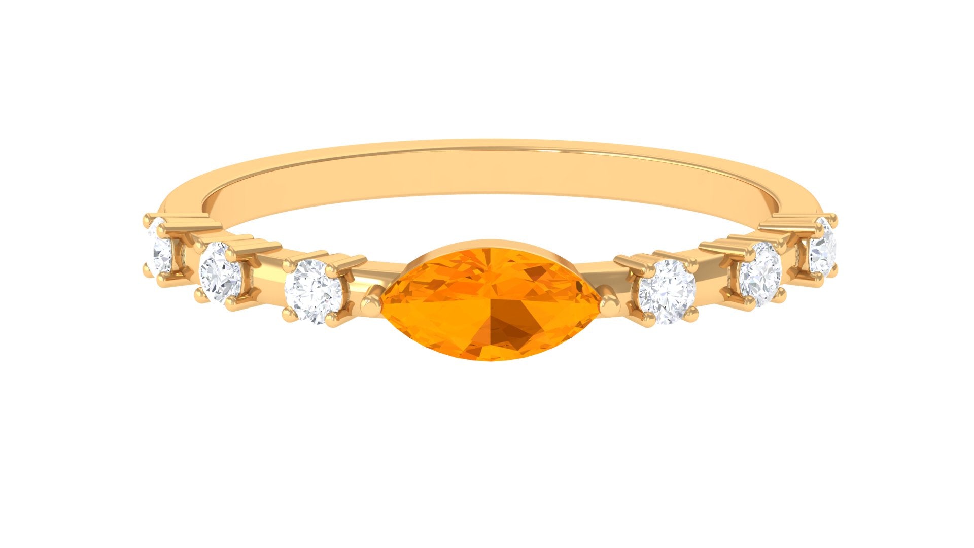 Rosec Jewels-East West Marquise Fire Opal and Diamond Engagement Ring