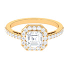 2.25 CT Asscher Cut Solitaire Zircon Halo Engagement Ring AAAA - Rosec Jewels