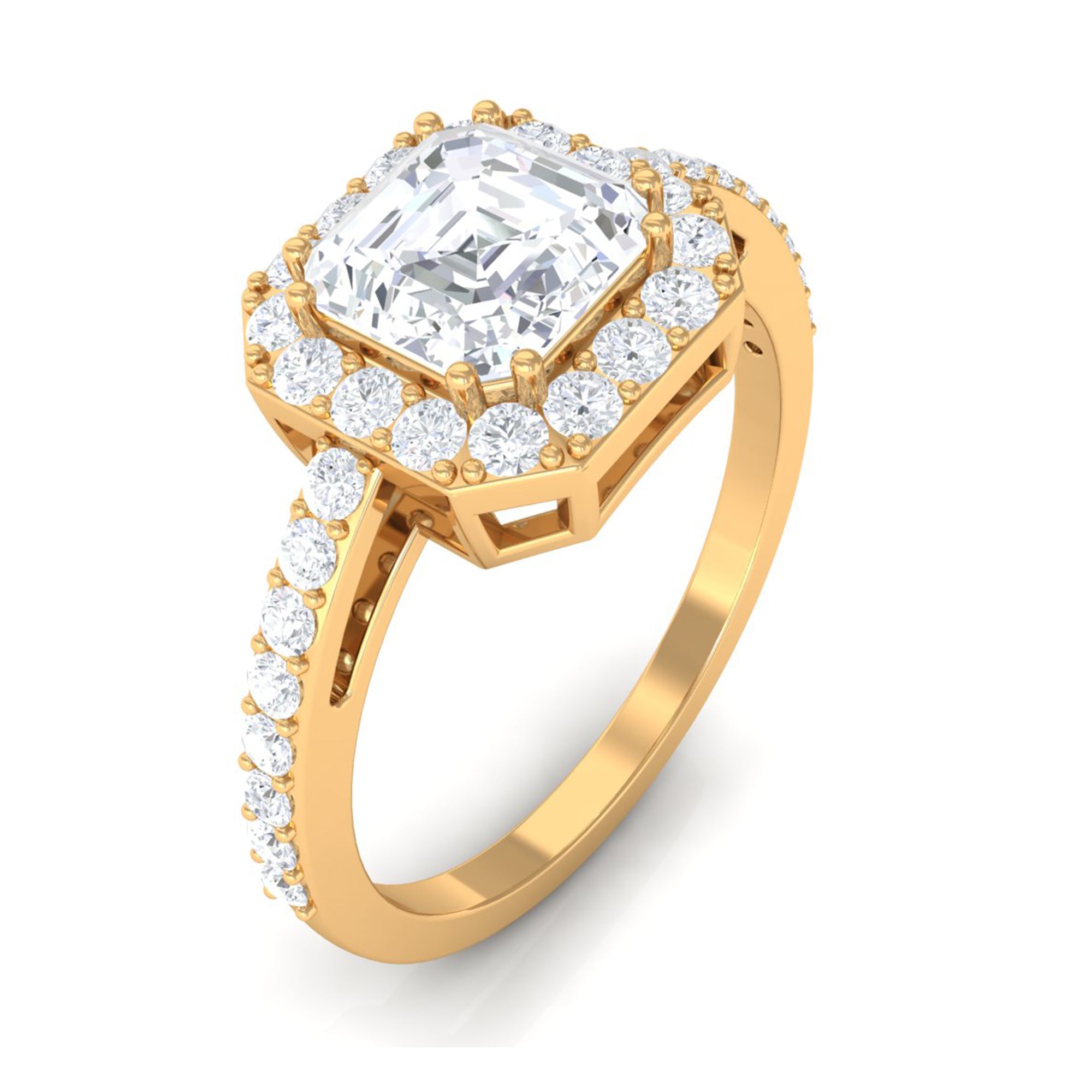 2.25 CT Asscher Cut Solitaire Zircon Halo Engagement Ring AAAA - Rosec Jewels