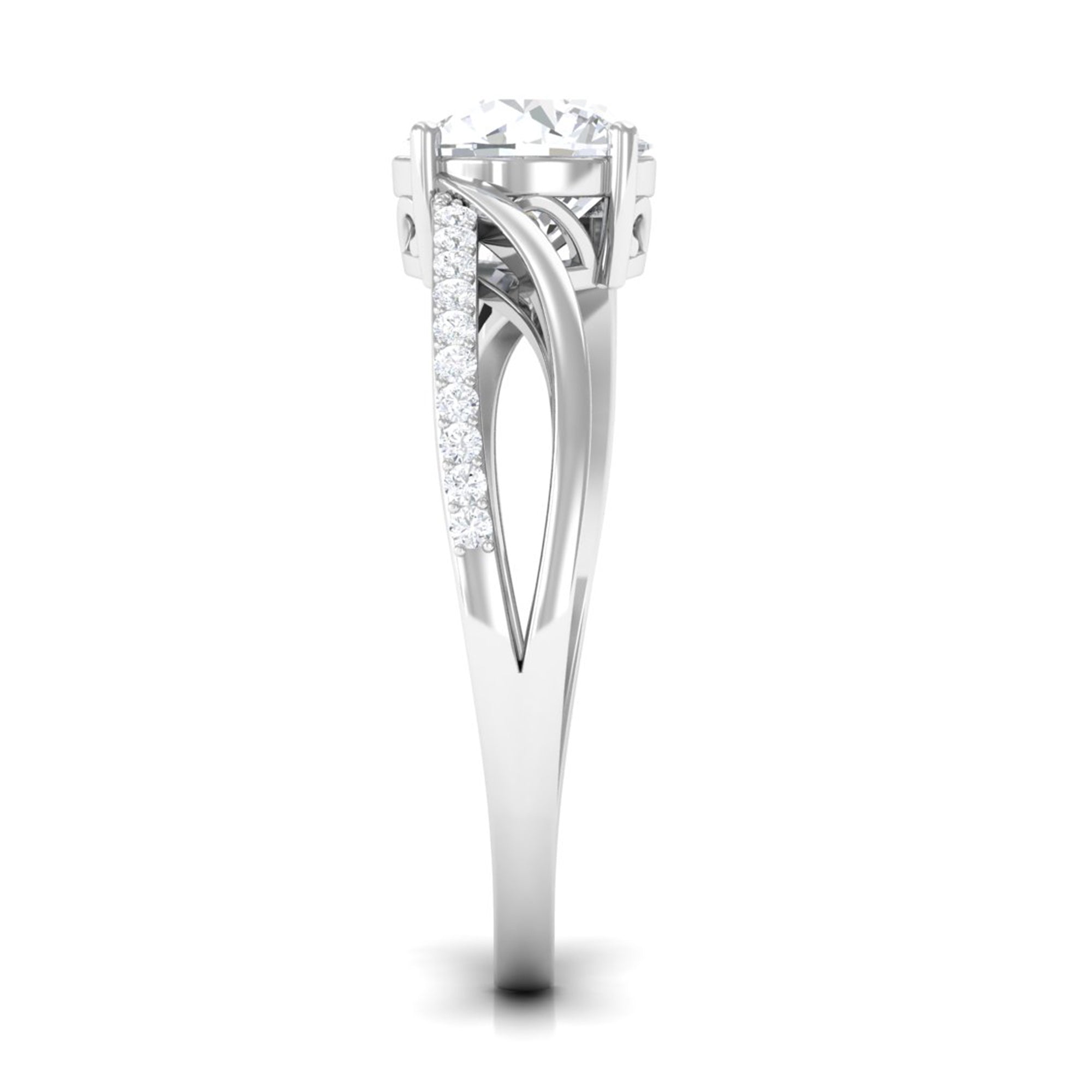 1.50 CT Round Cut Solitaire Zircon Bypass Engagement Ring AAAA - Rosec Jewels