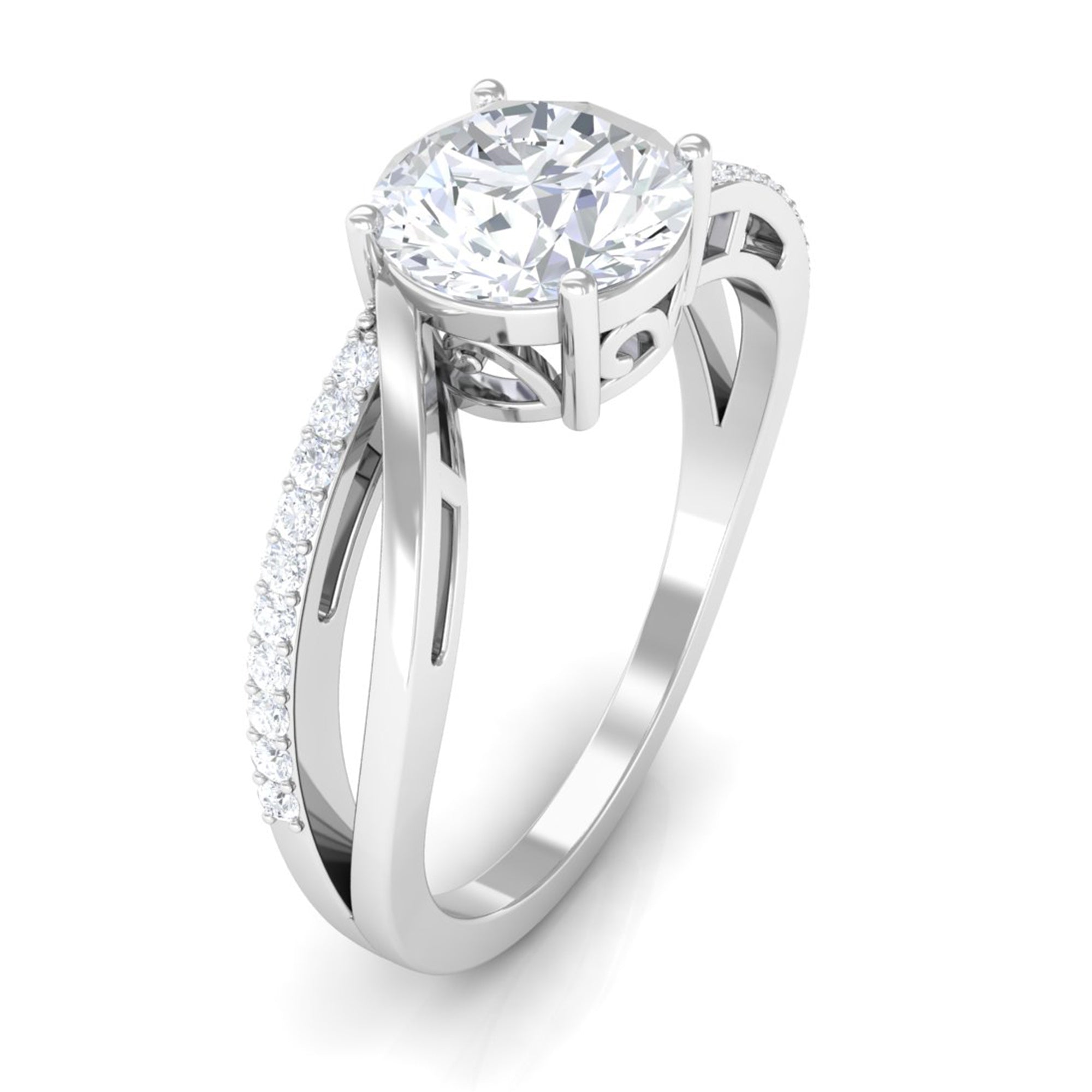 1.50 CT Round Cut Solitaire Zircon Bypass Engagement Ring AAAA - Rosec Jewels
