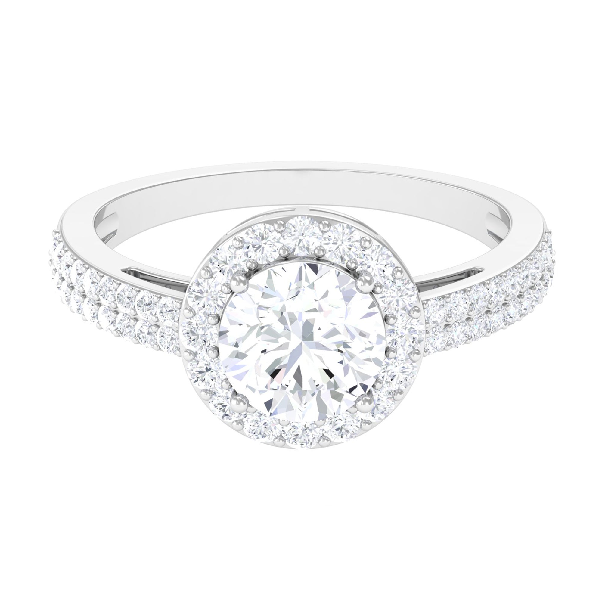 2.25 CT Round Cubic Zirconia Halo Engagement Ring AAAA - Rosec Jewels